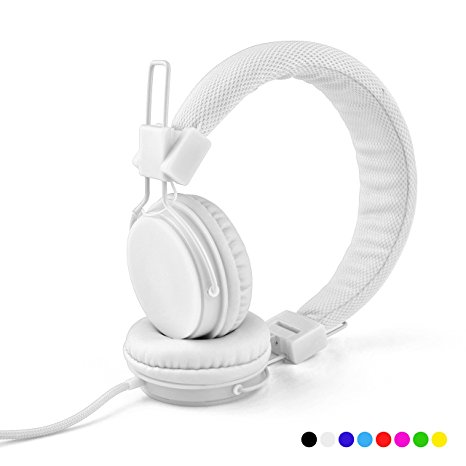 Einskey Ultra-Soft Headphones with Microphone Inline Control for Travel Running Sports Chatting Gaming Hifi Audio Lightweight Foldable Design H004 Headset for Kids Men Woman (White)