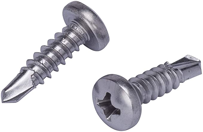 #8 X 5/8" Stainless Pan Head Phillips Self Drilling Screw, (100pc), 410 Stainless Steel Self Tapping Screws by Bolt Dropper