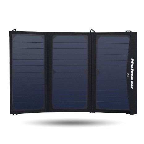 Nekteck 20W Solar Charger with 2-Port USB Charger Build with High efficiency Solar Panel Cell for iPhone 6s  6  Plus SE iPad Galaxy S6S7 Edge Plus Nexus 5X6P any USB devices and more
