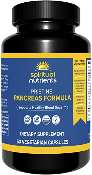 Spiritual Nutrients Pristine Pancreas Formula | Pancreas, Digestive System, and Health Blood Sugar Support | Non-GMO, Vegan | 60 Capsules