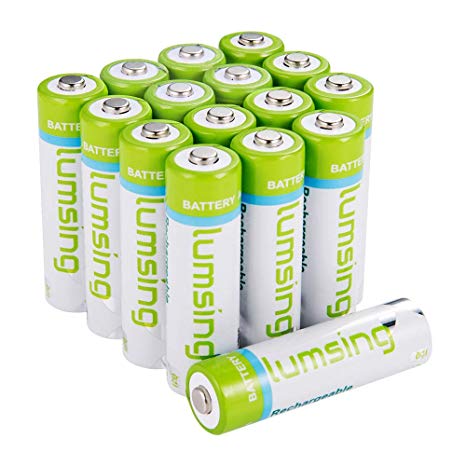 LUMSING Rechargeable AA Batteries(16-Counts) Pre-charged AA 2850mAh Ni-MH Batteries