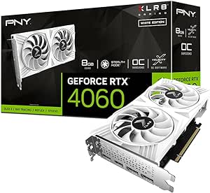 PNY GeForce RTX™ 4060 8GB XLR8 Gaming Verto Dual Fan OC White Edition Graphics Card DLSS 3