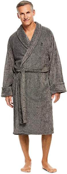 Haggar Men's Fleece Robe - Dressing Gown With Adjustable Belt