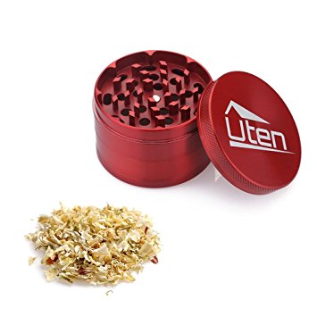 Uten 2.5''4-Piece Zinc Alloy Tobacco Spice Weed Herb Grinder with Pollen Catcher (red)