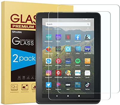SPARIN [2-Pack] All-New Fire HD 8 / Fire HD 8 Plus Screen Protector, Tempered Glass Screen Protector for Fire HD 8 / Fire HD 8 Plus/Fire HD 8 Kids 2020 Released, Scratch Resistant/Easy Installation