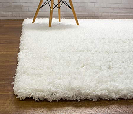 Super Soft Shag Rug Snow White Premium Washable Extra Thick Microfiber Shaggy Mat for Doorway/Entry 2' x 3'