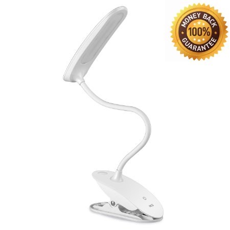 Clip On Desk Lamp Vinsun Eye Care Desk Light 3 In 1- Stand Clip On Wall Mounted Book Reading Light Touch Control Bendable Gooseneck USB Powered Dimmable Light for Home Table Office-White