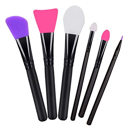 Alinice Silicone Face Mask Brushes, Facial Skin Care Makeup Tools and Body Butter Applicator Tools Pack of 6