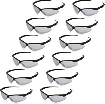 AmazonBasics Anti-Scratch Safety Glasses, UV-Resistant, Smoke Mirror Lens, 12-Count