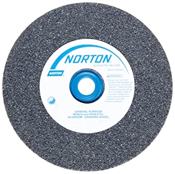 Norton Gemini Bench and Pedestal Abrasive Wheel, Type 01 Straight, Aluminum Oxide, 1" Arbor, 8" Diameter, 1" Thickness, 24 Grit (Pack of 1)