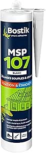 Bostik Mastic Colle de Fixation et d'Étanchéité MSP 107 – Collages Souples et Joints – Intérieur/ Extérieur – Multi-Matériaux – Technologie MS Polymères – Sans Solvant ni Isocyanates – Blanc – 290 ml