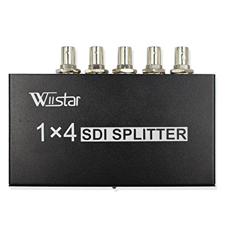 Wiistar SDI 1x4 Splitter Black Amplifier Splitter 1 In to 4 Out SD-SDI HD-SDI 3G-SDI Repeater Extender