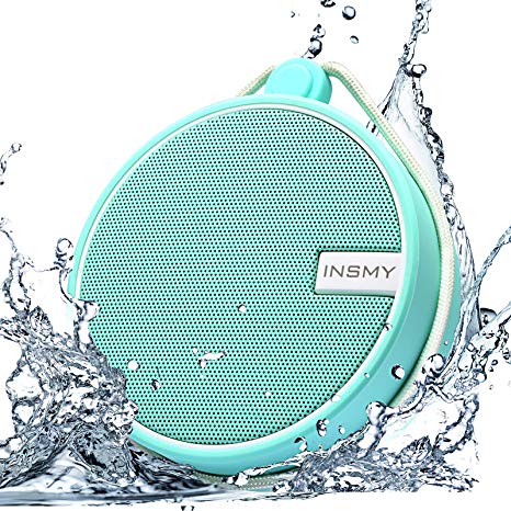 INSMY Portable IPX7 Waterproof Bluetooth Speaker, Wireless Outdoor Speaker Shower Speaker, with HD Sound, Support TF Card, Suction Cup, 12H Playtime, for Kayaking, Boating, Hiking (Mint)