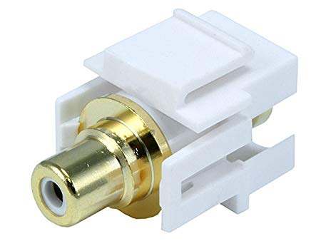 Monoprice 106568 Keystone Jack-Modular RCA with White Center Flush Type, White