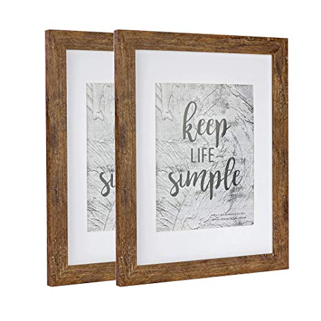 Home&Me 11x14 Rotten Brown Picture Frame 2 Pack - Made to Display Pictures 8x10 with Mat or 11x14 Without Mat - Wide Molding - Wall Mounting Material Included