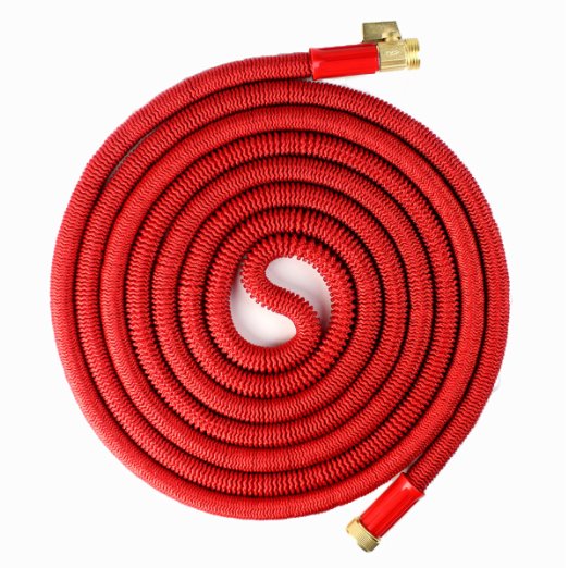 Updated Red 25 Expanding Hose Strongest Expandable Garden Hose on the Planet Solid Brass Ends Double Latex Core Extra Strength Fabric 2016 design