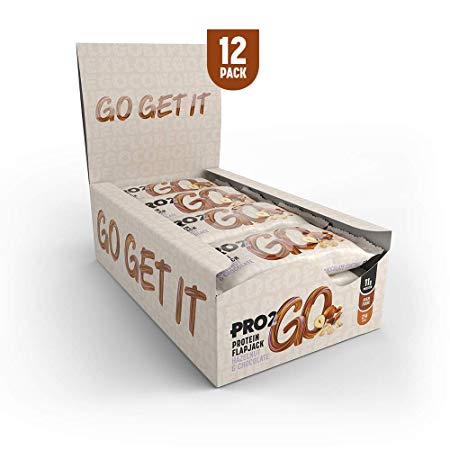 PRO 2GO Protein Flapjack Box, High Protein, Hazelnut & Chocolate, 12 X 50g, 12 Bars