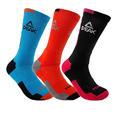 Peak Men's Elite Basketball Crew Socks Cushion Training Dry Fit Athletic Sock (1 Pair or 3 Pack)