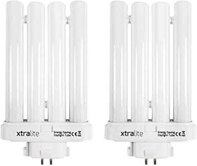 2 Pack Xtralite 27w Daylight Replacement Bulb for High Vision Reading Lamps, 4 Pin GX10Q-4 Quad Tube (6500k)