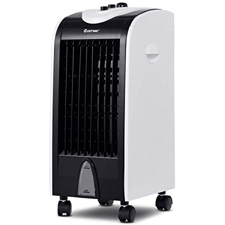 COSTWAY Air Cooler, Portable Evaporative Air Cooler with Fan & Humidifier Bladeless Quiet Electric Fan w/Remote Control for Indoor Home Office Dorms (24" H)