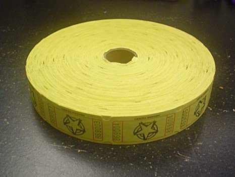 2000 Yellow Star Single Roll Consecutively Numbered Raffle Tickets