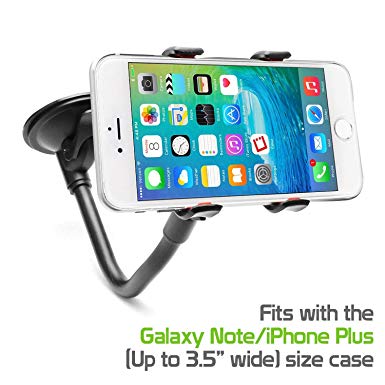 Flylet Universal Adjustable Car Phone Mount with Strong Suction Cup Black