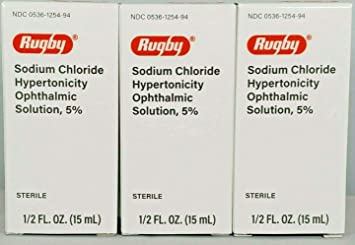 Rugby Sodium Chloride Ophthalmic Solution Eye Drops 5% 15mL -3 Pack