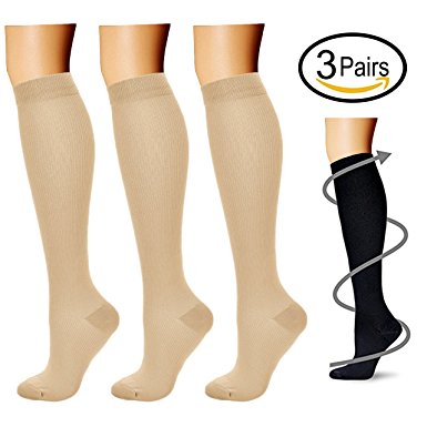 Compression Socks (3 Pairs), 15-20 mmhg is BEST Athletic & Medical for Men & Women, Running, Flight, Travel, Nurses - Boost Performance, Blood Circulation & Recovery