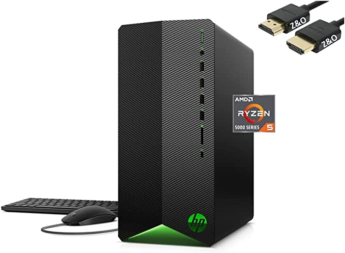 HP 2022 Newest Pavilion Gaming Desktop, AMD 6-Core Ryzen 5 5600G Processor, AMD Radeon RX 5500, Win 11 Home   HDMI Cable (AMD RX5500 | 8GB | 256GB SSD)