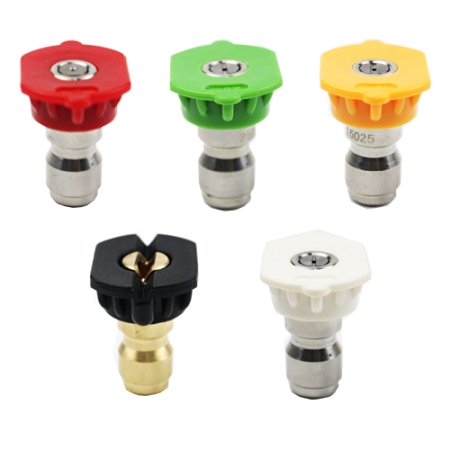 LoveS Pressure Washer Spray Nozzle Tips - 1/4 Quick Connection Design 2.5 GPM (5 Pack)