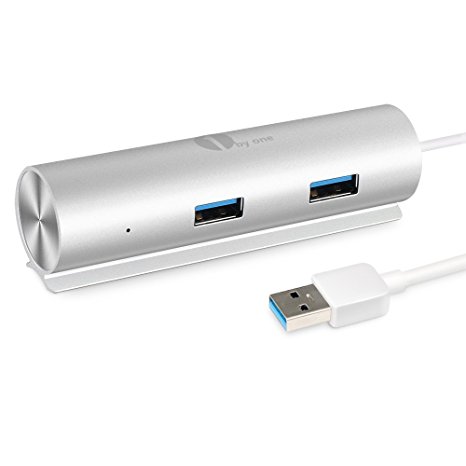 1byone Superspeed Aluminum USB 3.0 4-Port Hub, 5Gbps Transfer Rate with a Built-in 15 Inches USB 3.0 Cable for iMac, MacBook Air, MacBook Pro, Mac Mini, PC and Laptop