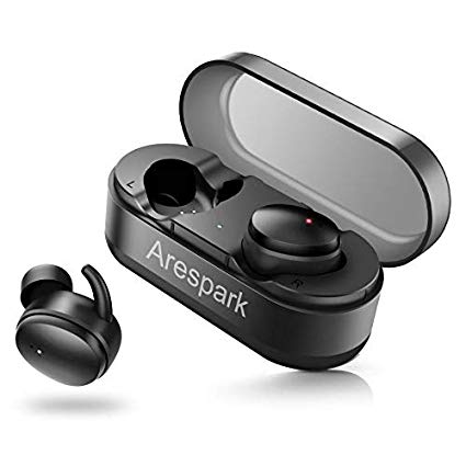 Bluetooth Earbuds, Arespark AP-07 Wireless Earphones apt-X and DSP 5.0 Noise Cancellation 3D Stereo Sound Deep Bass 35 Cycle Playing Time by QCC 3020 Chip with Built-in Mic Portable Charging Case