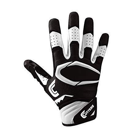 Cutters Rev Pro Football Gloves, Best Grip Receiver Gloves, NEW Printed Palms, Youth & Adult Sizes, 1 Pair