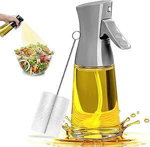 Oil Sprayer for Cooking -180ml Glass Olive Oil Sprayer Bottle with Brush,Thick Glass, Large Range, Strong Spray Force