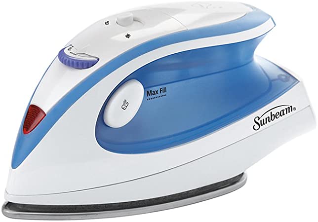 Sunbeam Hot-2-Trot 800 Watt Compact Non-Stick Soleplate Travel Iron, GCSBTR-100-000,Light Blue