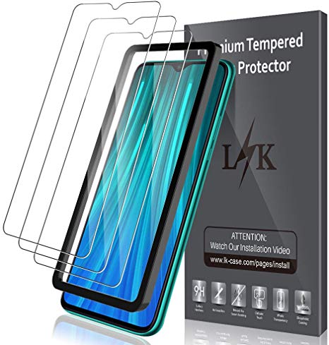 LK [3 PACK Screen Protector for Xiaomi Redmi Note 8 Pro,Tempered Glass [Anti-Scratch] [Case Friendly] 9H HD Clear Natural Touch Double Defence Technology [Alignment Frame Easy Installation]