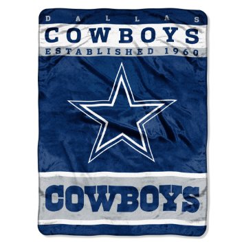 NFL Dallas Cowboys Plush Raschel Blanket, 60 x 80-Inch, Blue