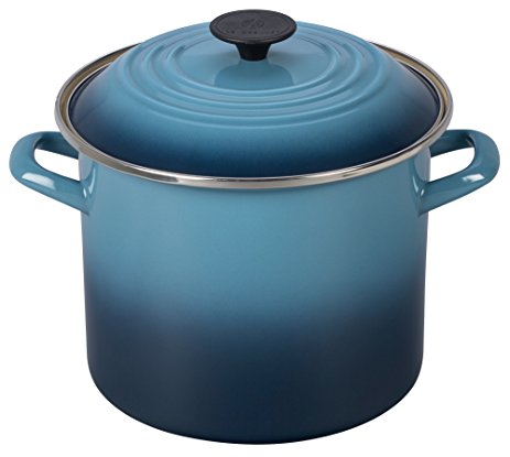 Le Creuset Enamel-on-Steel 8-Quart Covered Stockpot, Marine