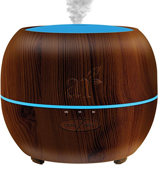 ArtNaturals Aromatherapy Essential Oil Diffuser – (Dark Brown - 150 ml Tank) – Ultrasonic Aroma Humidifier - Mist Mode, Auto Shut-Off and 7 Color LED Lights – For Home, Office, Bedroom and Baby