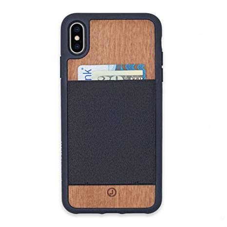 JIMMYCASE iPhone Xs Max Wallet Case, Handcrafted in USA • Real Mahogany • Ultra Slim Protective Credit Card/Wallet Case • Holds Six Cards & Cash