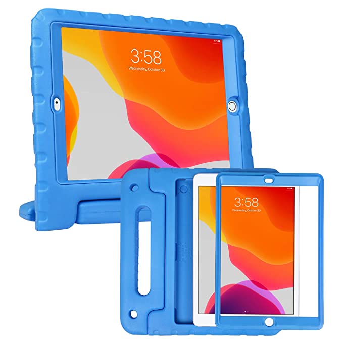 HDE iPad 7th Generation Case for Kids with Built-in Screen Protector – iPad 10.2 inch 2019 Case for Kids Shock Proof Protective Heavy Duty Cover with Handle Stand for 2019 Apple iPad 10.2 - Blue