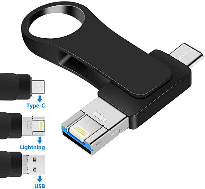 USB Drive for iPhone, 256GB 3 in 1(Type C Lightning USB) Flash Drive USB Stick Thumb Drive Pen Drive for Photo Backup