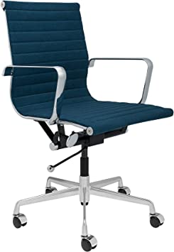SOHO Ribbed Management Office Chair (Dark Blue Fabric)