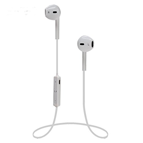 Bluetooth Earphones, S7 SEVEN Wireless Stereo Bluetooth 4.1 Headset Sports Earbuds Built-in MIC for iPhone 7 Plus Samsung LG (White)