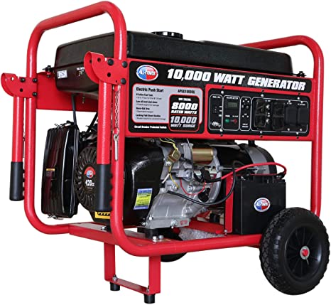 All Power America APGG10000G 10000 Watt Portable Generator with Push Button Electric Start Gas Powered, Black/Red