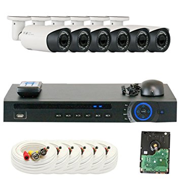 GW Security GW8CH6C9082CVM 8 Channel HD-CVI DVR (6) 2.8-12mm Motorized Zoom 2MP 1080P Weatherproof Sony Cmos Video Security Camera System