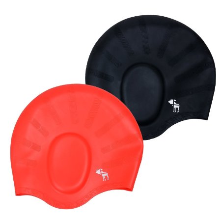 The Friendly Swede Silicone Long Hair Swim Caps (2 Pack)