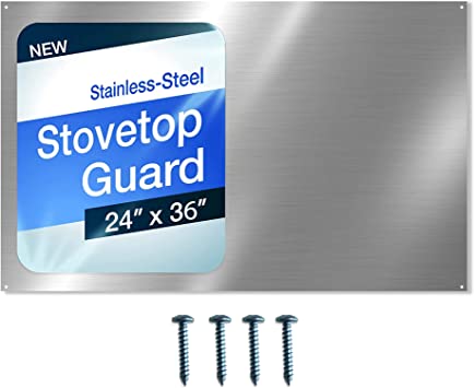 24" x 36" Reversible Metal Backsplash Matching screws | Compatible with Broan-NuTone SP3004 - Ultra Flat and Flushed Metal Panel Splatter Guard for Stovetop Easy Installation