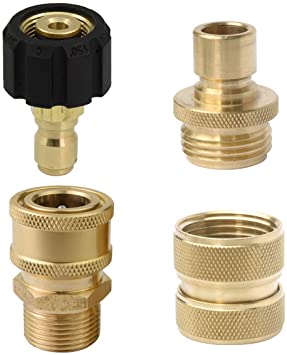 Power Washer Fittings,M22-15mm Swivel Connector to 3/8'' Plug 3/4" Garden Quick Hose Connector Set