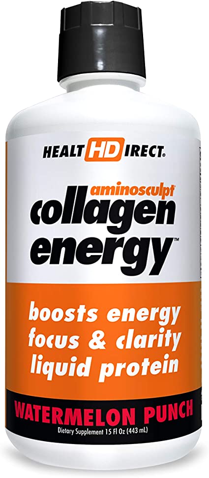 High-Energy Liquid Collagen | AminoSculpt Collagen Energy | 15 Fl Oz | Watermelon Punch | Supports Focus and Clarity | Boosts Daytime Energy | Better for Hair, Skin and Nails